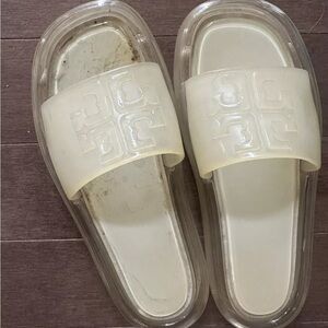Tory Burch Size 7 Jelly bubble slides clear